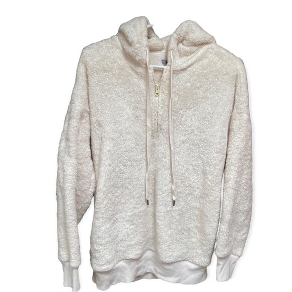 Aerie Sherpa 1/4 Zip So Soft Cozy Hoodie Size Medium in Wonderful Condition - Picture 1 of 4